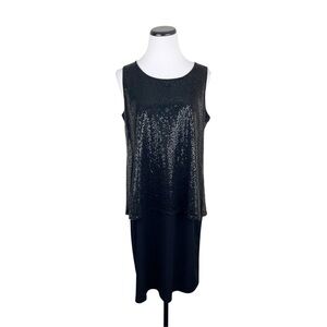 chicos sequin dress Chicos NWOT Black Sequin Dress Christmas Holiday party Sz 1 (8-10) 3/4 Sleeve